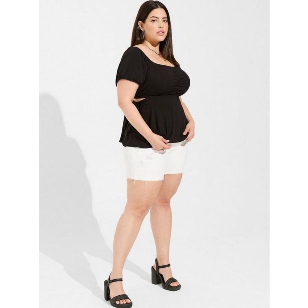 Torrid Babydoll Rayon Slub With Side Cutouts Top